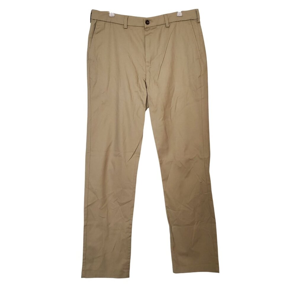 George Khaki Straight Fit Chino Pants Stone Wash 34x34 - Picture 1 of 8
